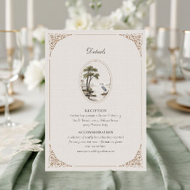 Tarjeta De Recepción Romantic French Heron Oval Frame Wedding