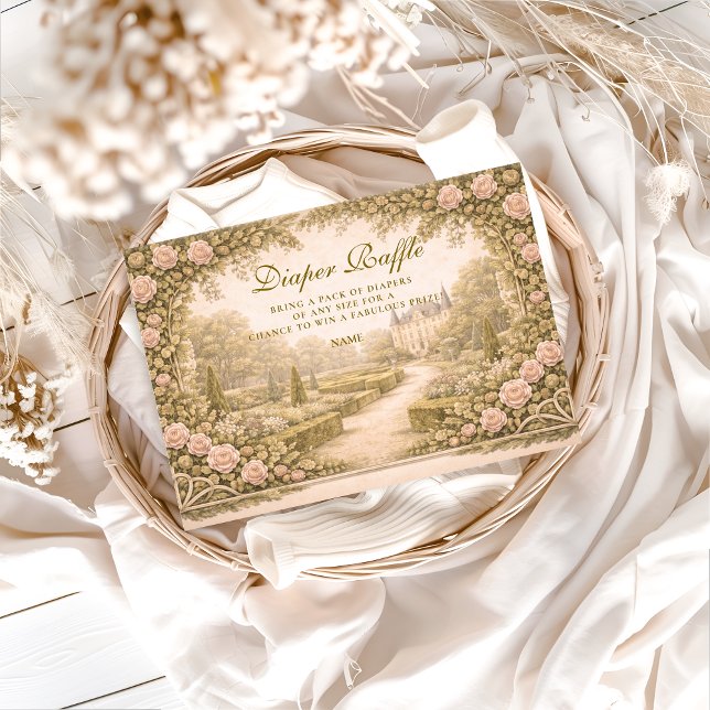 Tarjeta De Recepción Romantic Garden Estate Diapper Raffle  (Subido por el creador)