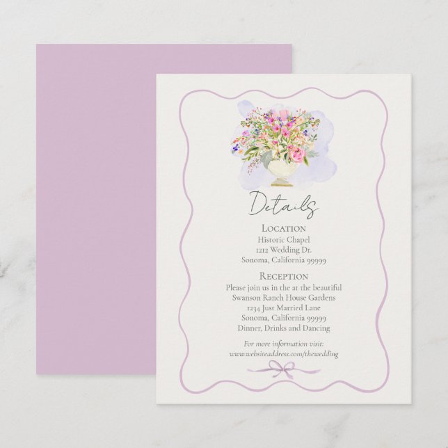 Tarjeta De Recepción Romantic Garden Floral Wedding  (Anverso / Reverso)