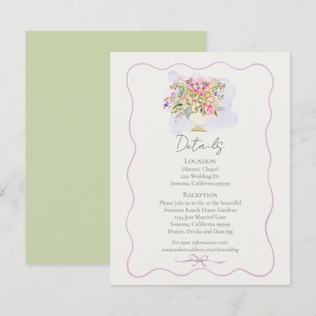 Tarjeta De Recepción Romantic Garden Green Floral Wedding  (Anverso / Reverso)