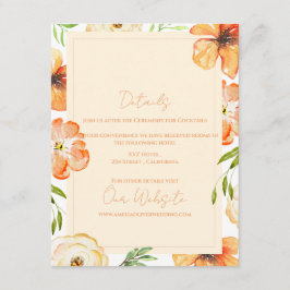 Tarjeta De Recepción Romantic Garden Peach Floral Wedding Information