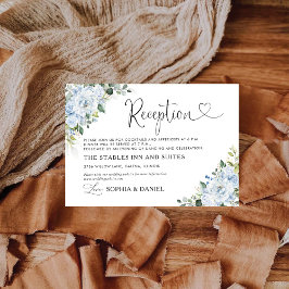 Tarjeta De Recepción Romantic Light Blue Floral Wedding Reception Card