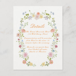 Tarjeta De Recepción Romantic Pastel Floral Wedding Details Card