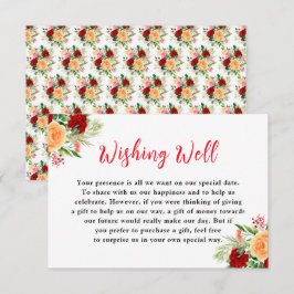 Tarjeta De Recepción Romantic Roses Floral Wedding Wishing Well