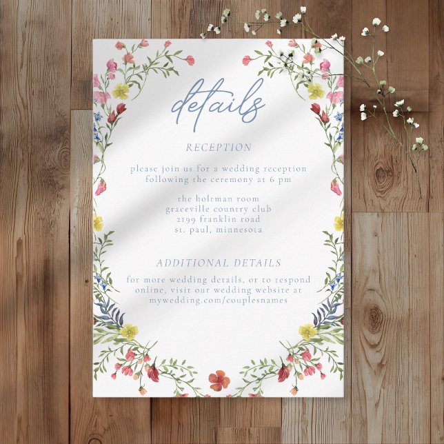 Tarjeta De Recepción Romantic Spring Wildflower Garden Wedding (Subido por el creador)