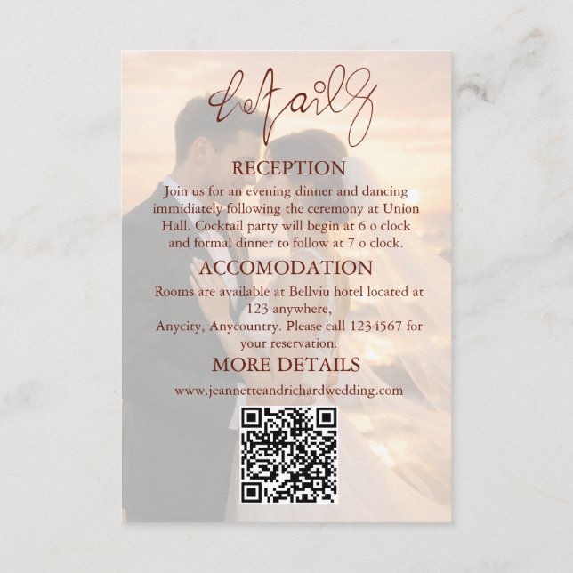 Tarjeta De Recepción Romantic Sunset Beach Vows Wedding Photo (Reverso)
