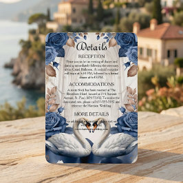 Tarjeta De Recepción Romantic Victorian Swan & Navy Rose Garden