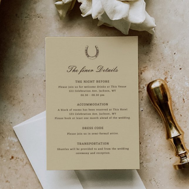 Tarjeta De Recepción Romantic Western Ranch Wedding Details (Subido por el creador)