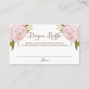 Tarjeta De Recepción Romántico acuarela Rosa Peonies Diaper Raffle