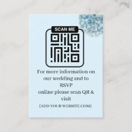 Tarjeta De Recepción Romántico azul polvoriento Hortensia Acuarela Boda