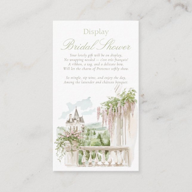 Tarjeta De Recepción Romántico Chateau French Garden Display Bridal (Anverso)