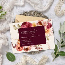 Romántico Floral Burgundy Profundo Elegante Boda
