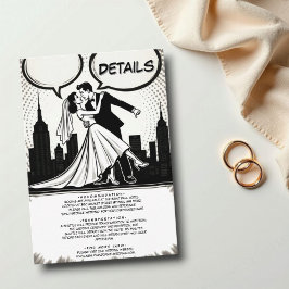 Tarjeta De Recepción Romántico libro de historietas negro y blanco eleg