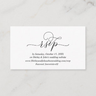 Tarjeta De Recepción Romántico moderno, guión negro, sitio web en línea