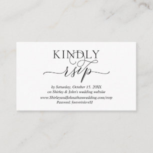 Tarjeta De Recepción Romántico moderno, guión negro, sitio web RSVP en