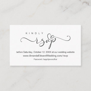 Tarjeta De Recepción Romántico, negro, Boda RSVP en línea, recordatorio