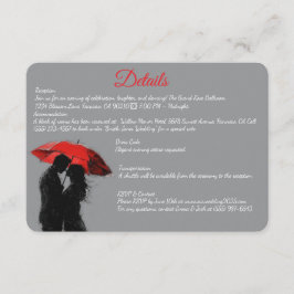 Tarjeta De Recepción Romántico parisino Red Umbrella Love Silhouette