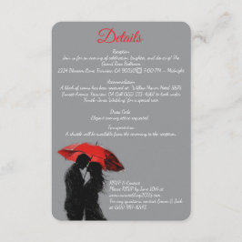 Tarjeta De Recepción Romántico parisino Red Umbrella Love Silhouette