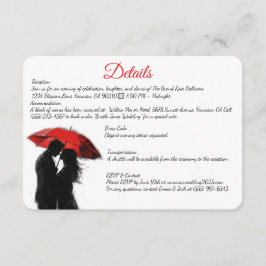 Tarjeta De Recepción Romántico parisino Red Umbrella Love Silhouette