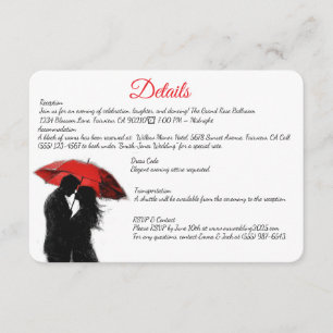 Tarjeta De Recepción Romántico parisino Red Umbrella Love Silhouette