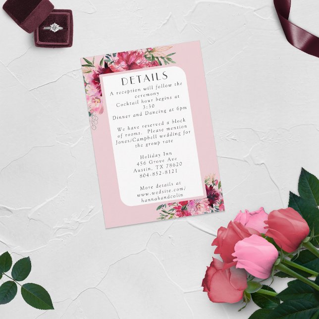 Tarjeta De Recepción Romántico Rosa polvoriento Peony Marco moderno (Subido por el creador)