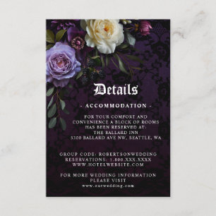 Tarjeta De Recepción Romántico y morado Moody Bouquet