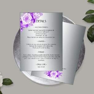 Tarjeta De Recepción Románticos Rosas de elegancia púrpura Boda Plata