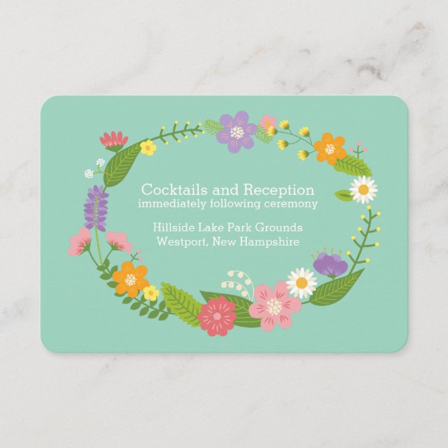 Tarjeta De Recepción Rompecabezas florales de madera singulares Inserta (Anverso)