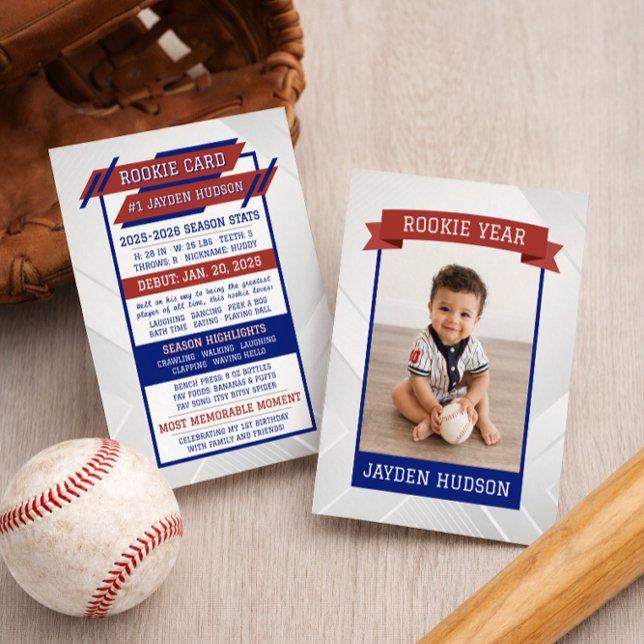 Tarjeta De Recepción Rookie Year 1st Birthday Milestones Baseball Card (Subido por el creador)