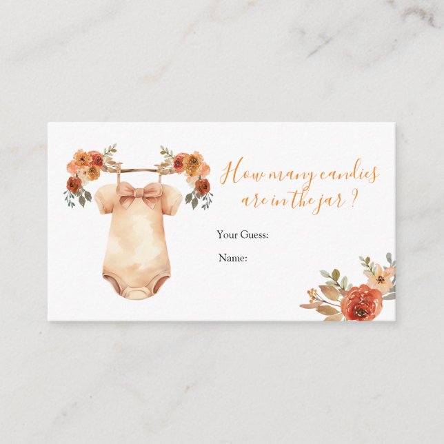 Tarjeta De Recepción Ropa de bebé floral de calabaza de otoño Cuántas g (Anverso)