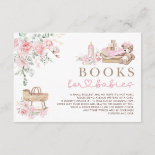 Tarjeta De Recepción Ropa de bebé floral rosa libros para gemelas