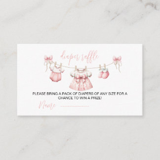 Tarjeta De Recepción Ropa de bebé rosa para niña, rifa de pañales, baby