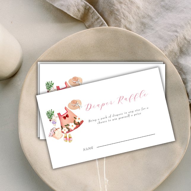 Tarjeta De Recepción Ropa de jardín de primavera Baby Shower Diaper Raf (Spring Garden Clothes Baby Shower Diaper Raffle Enclosure Card)