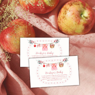 Tarjeta De Recepción Ropa de niña manzana tendedero libros para baby sh