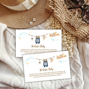 Tarjeta De Recepción Ropa de niño para ducha de bebé con avión y libros