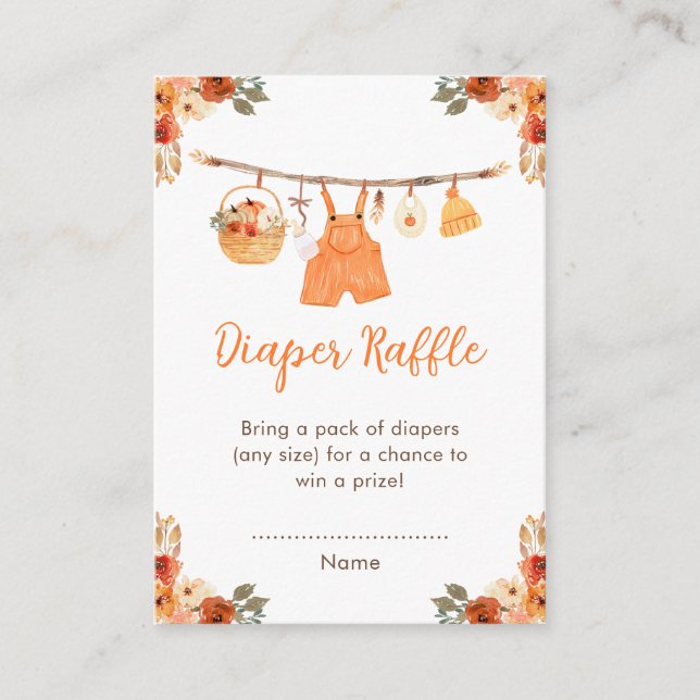 Tarjeta De Recepción Ropa de otoño Line Boy Baby Shower Diaper Raffle (Anverso)