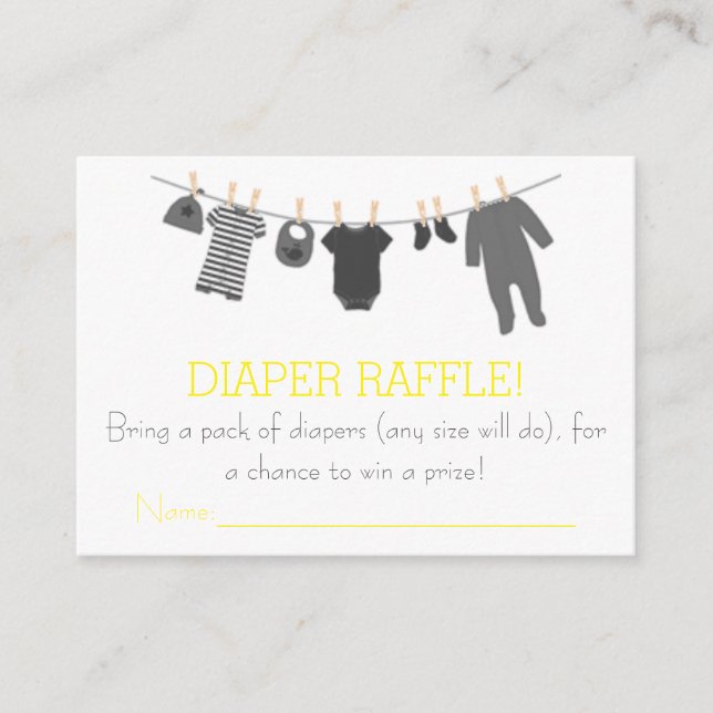 Tarjeta De Recepción Ropa Gris y Amarilla Ropa Raffle Tickets (Anverso)