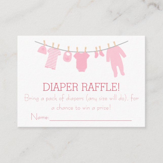 Tarjeta De Recepción Ropa rosa de pañal Raffle Tickets (Anverso)