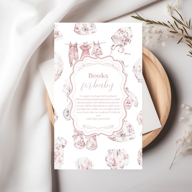 Tarjeta De Recepción Ropa rosada Toile De Jouy Libros para bebé (Subido por el creador)