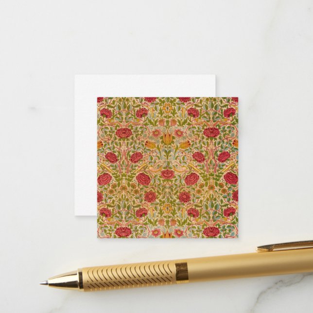 Tarjeta De Recepción Rosa, 1883 por William Morris (Anverso/Reverso In Situ)