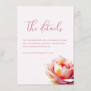 Tarjeta De Recepción Rosa acuarela rosa romántica