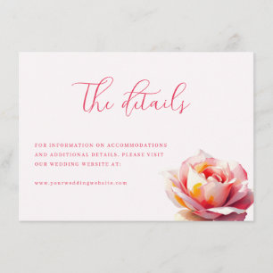Tarjeta De Recepción Rosa Acuarela Rosa Romántica