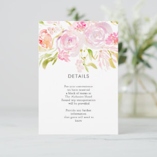 Tarjeta De Recepción Rosa acuático ramo de flores Detalles
