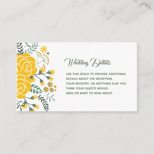 Tarjeta De Recepción Rosa Amarilla de Texas - Boda del Estado de Gingha (Anverso)