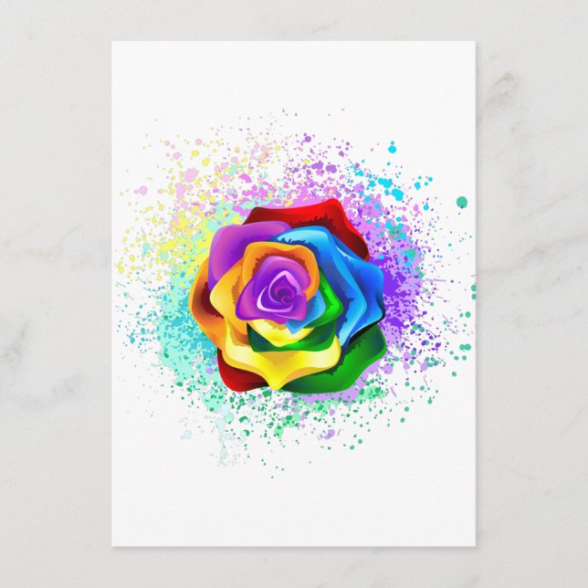 Tarjeta De Recepción Rosa Arcoíris Colorida (Anverso)