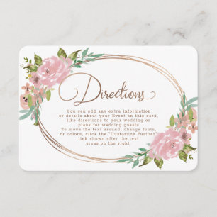 Tarjeta De Recepción Rosa Atractiva Direcciones de Boda Floral Vintage