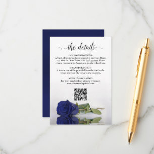 Tarjeta De Recepción Rosa azul de la marina detalles de la boda elegant