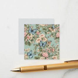 Tarjeta De Recepción Rosa Azul Floral y Mariposa más Suave 