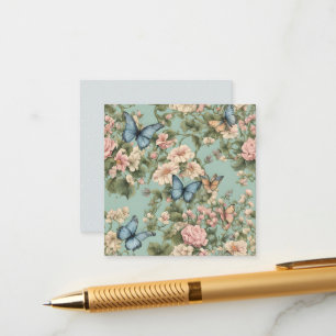 Tarjeta De Recepción Rosa Azul Floral y Mariposa más Suave
