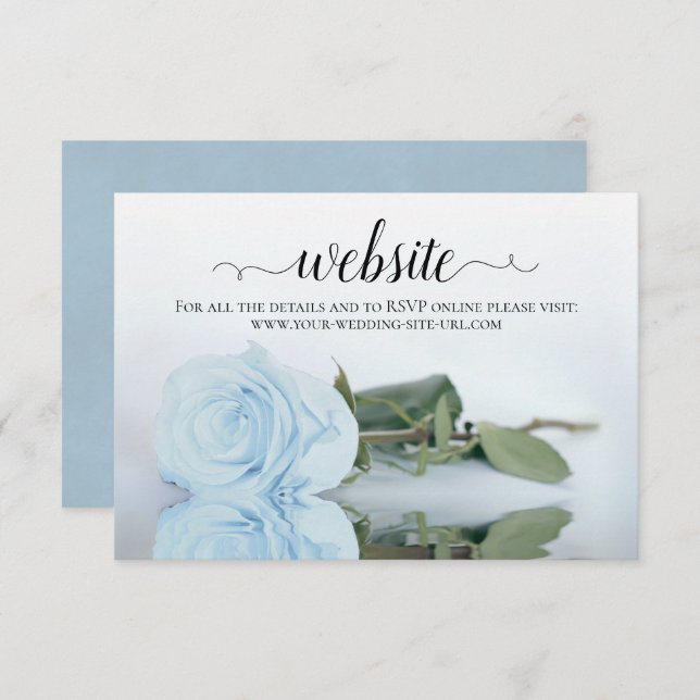 Tarjeta De Recepción Rosa azul polvoriento elegante sitio web de boda (Anverso / Reverso)